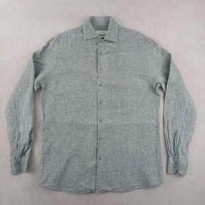 Profuomo Sky Blue 16.5 42 Mens Shirt 21x29 Button Up Short Sleeve Has Defects